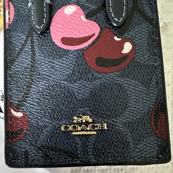 NWT | COACH North/South Mini Tote Bag Charm | Cherry Print - Picture 6 of 14